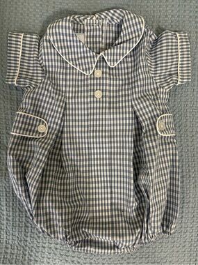 Little English Blue and White Gingham Collar Bubble